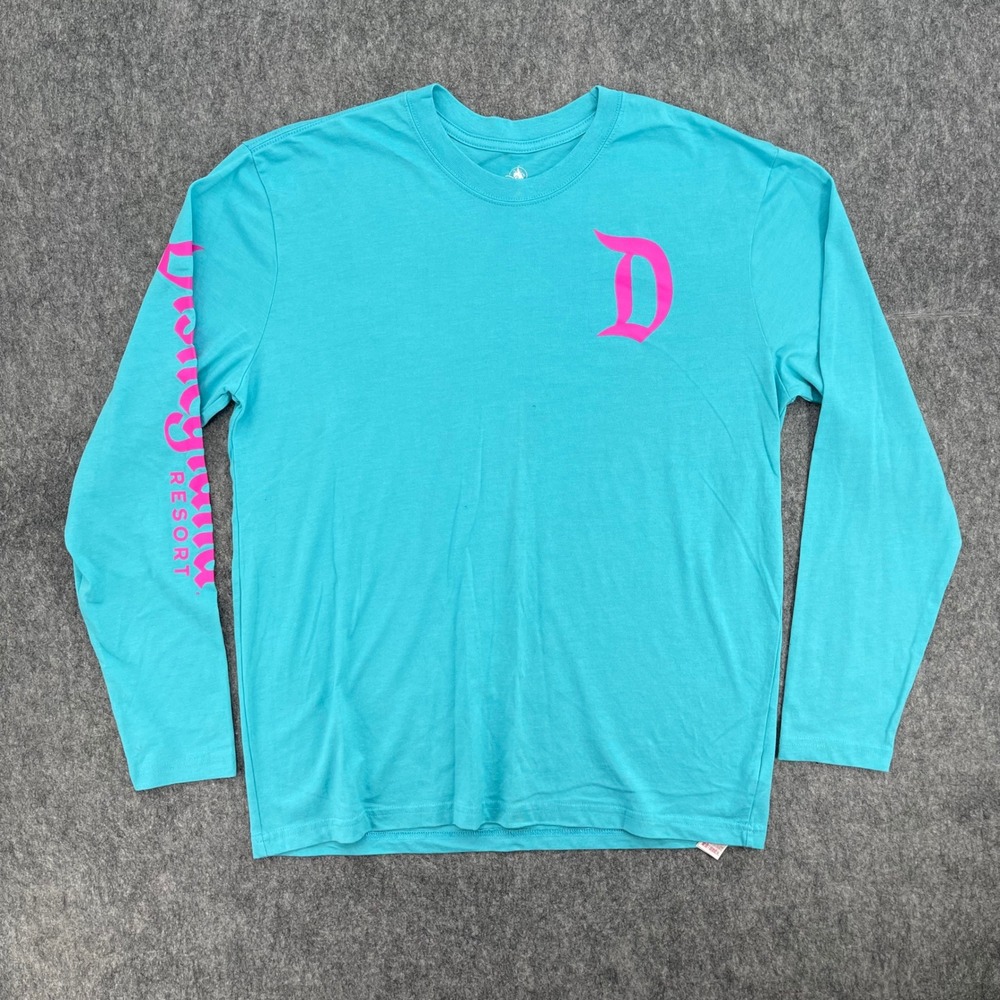 Disneyland Shirt Large Blue Long Sleeve Logo Disney Resort